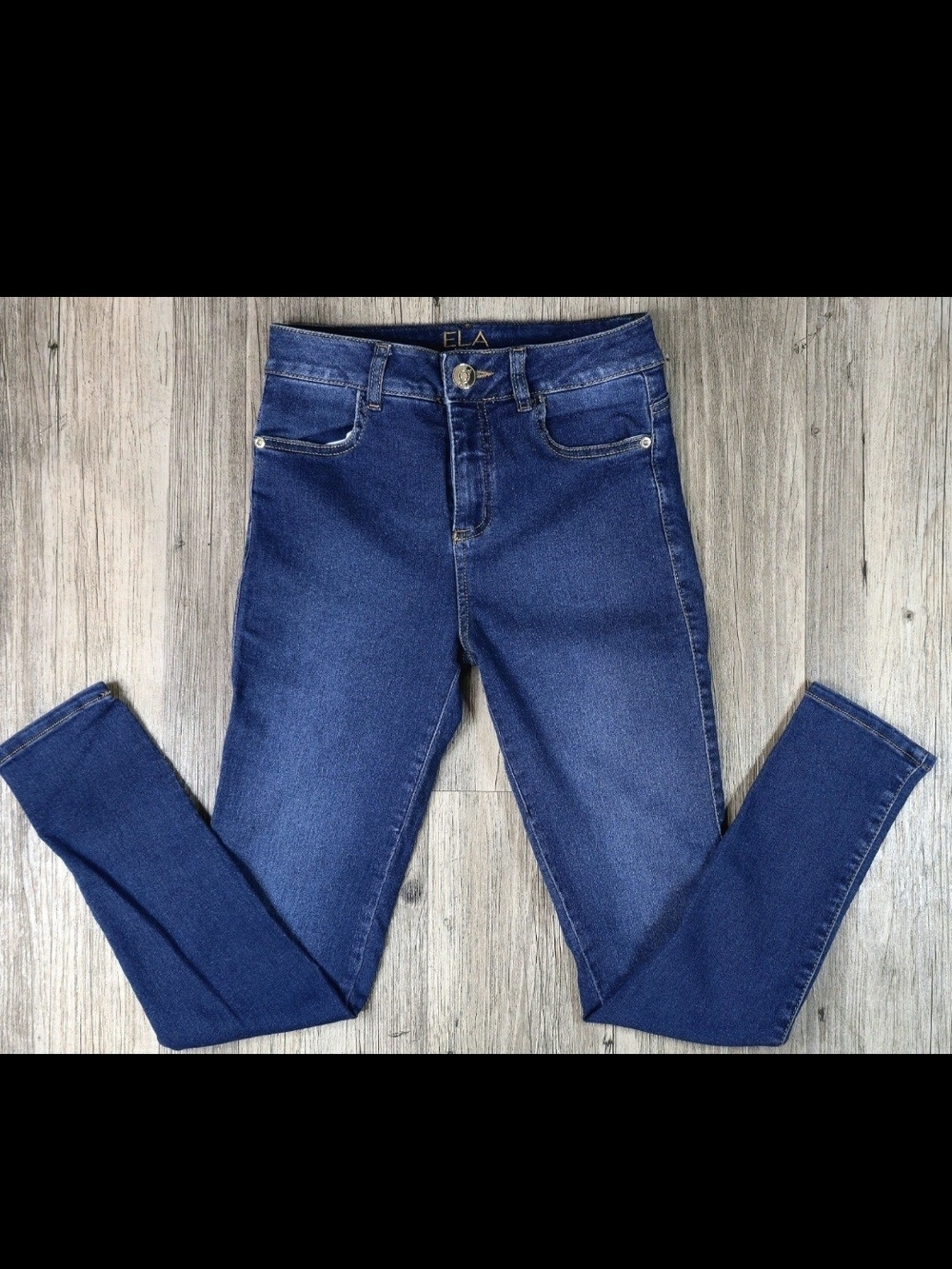 ELA JEANS Women's Jeans Size 6 USA, Tapered, Made in Colombia, Medium Blue